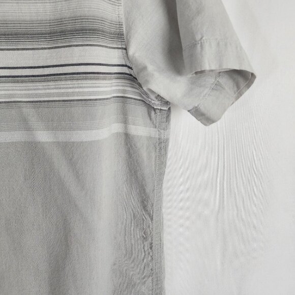 ONeill Mens XL Standard Fit Light Grey Striped Short Sleeve Button-Up Shirt - Picture 13 of 13